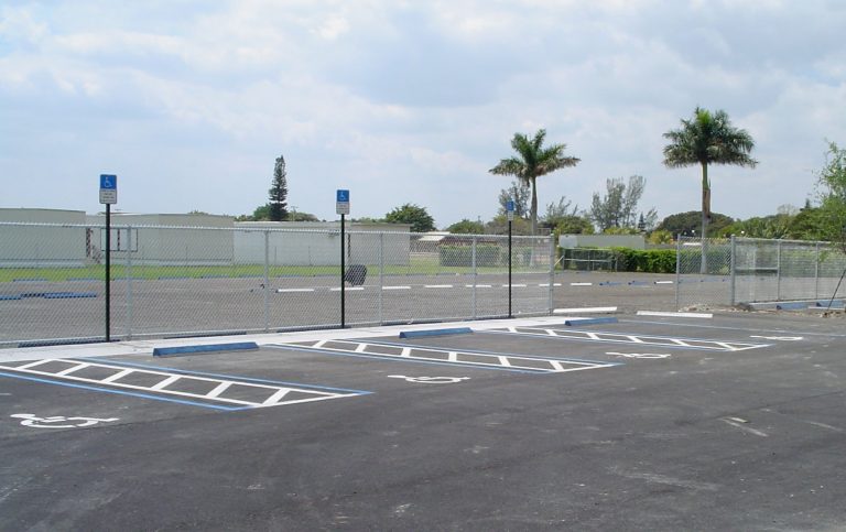 Parking lot with accessibility markings